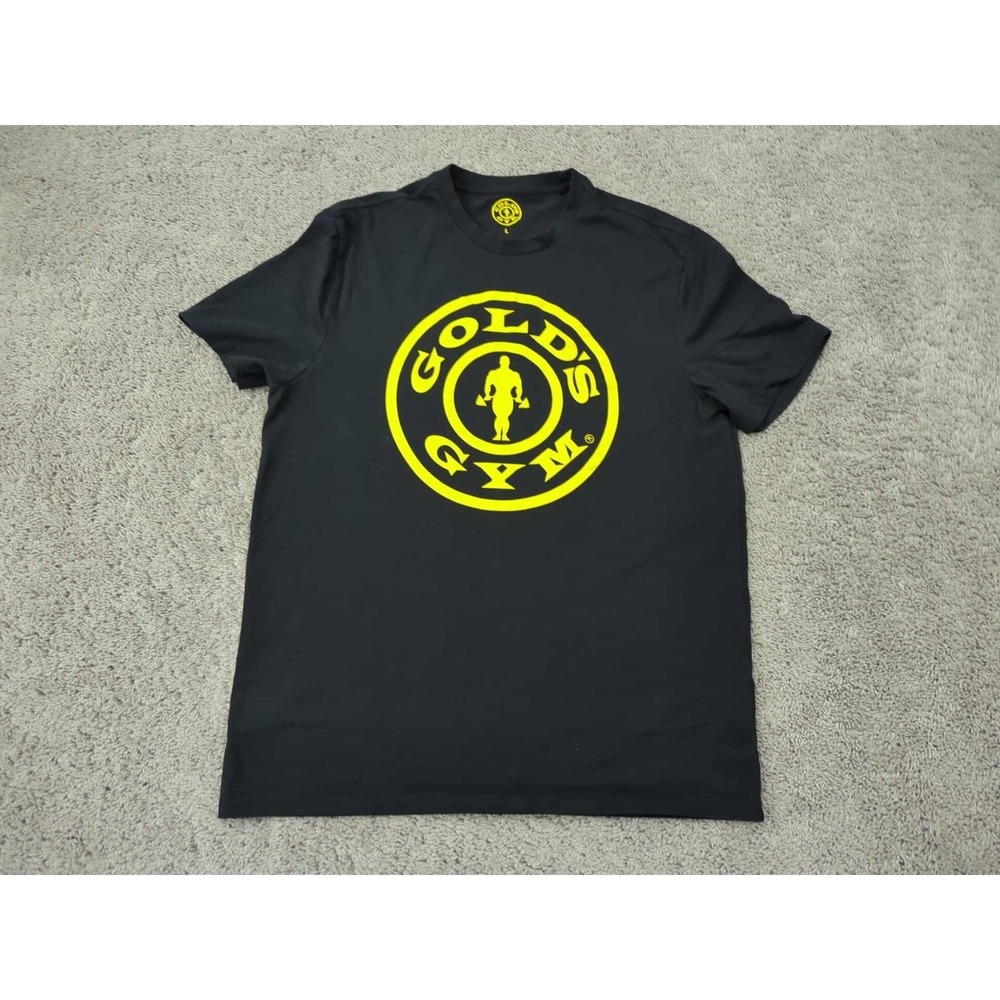 Gold's Gym T Shirt Mens Large Black Short Sleeve Personal Trainer Staff Uniform